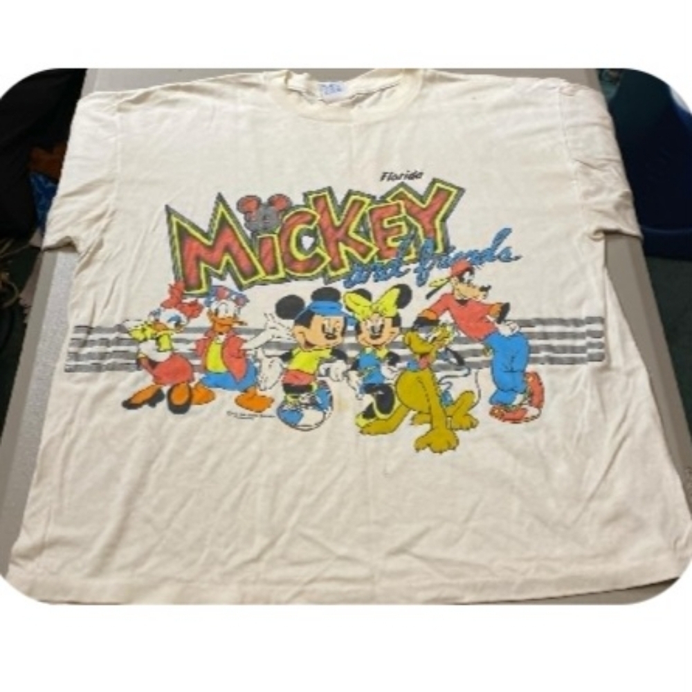 Vintage 90's Premier Sportswear Mickey Mouse & Friends White Tee T-Shirt Florida